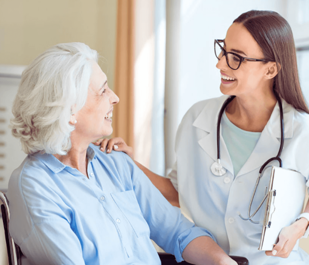 Doctor consulting with patient in a professional medical office